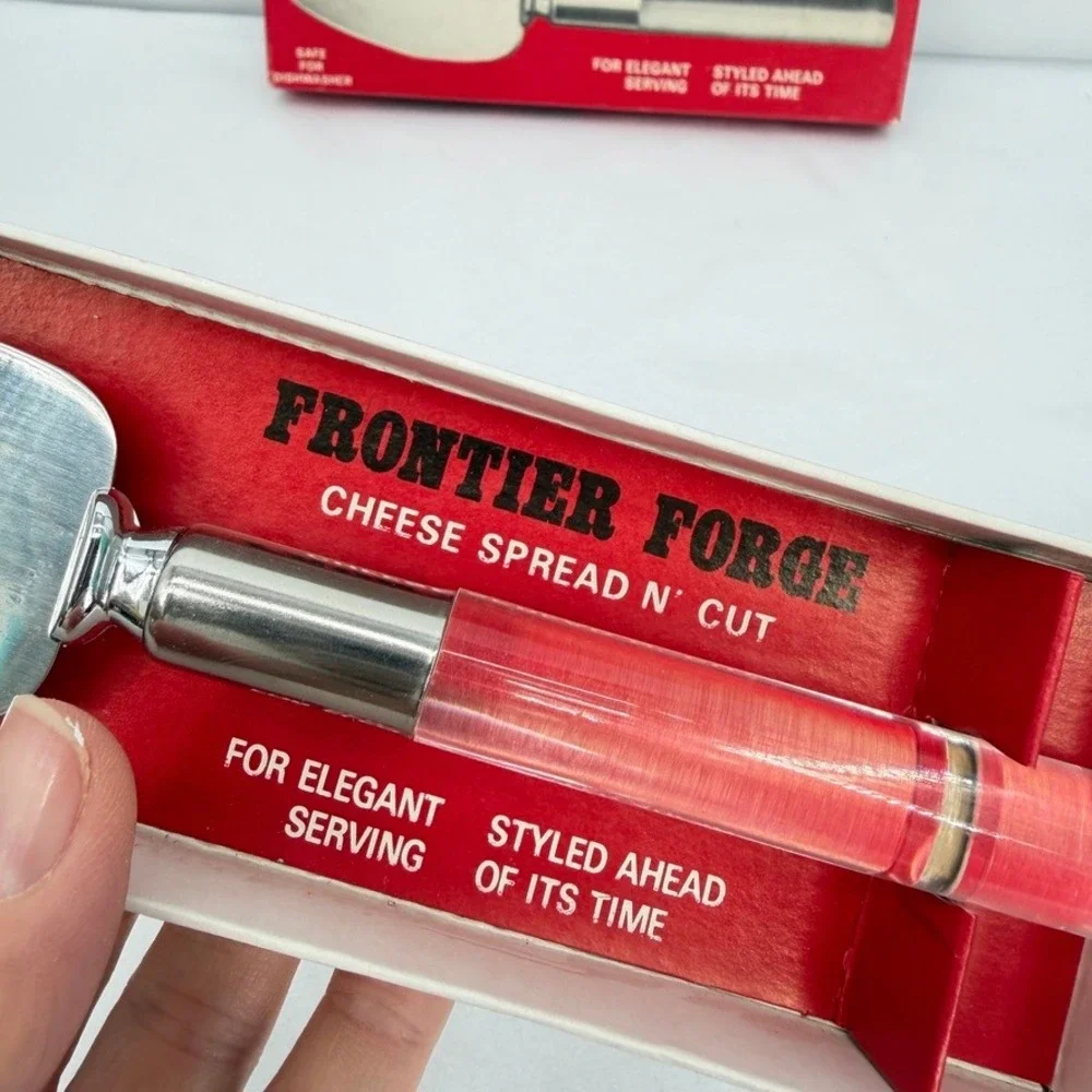 Frontier Forge Cheese Spread N Cut Stainless Steel Lucite Handle VTG Server
